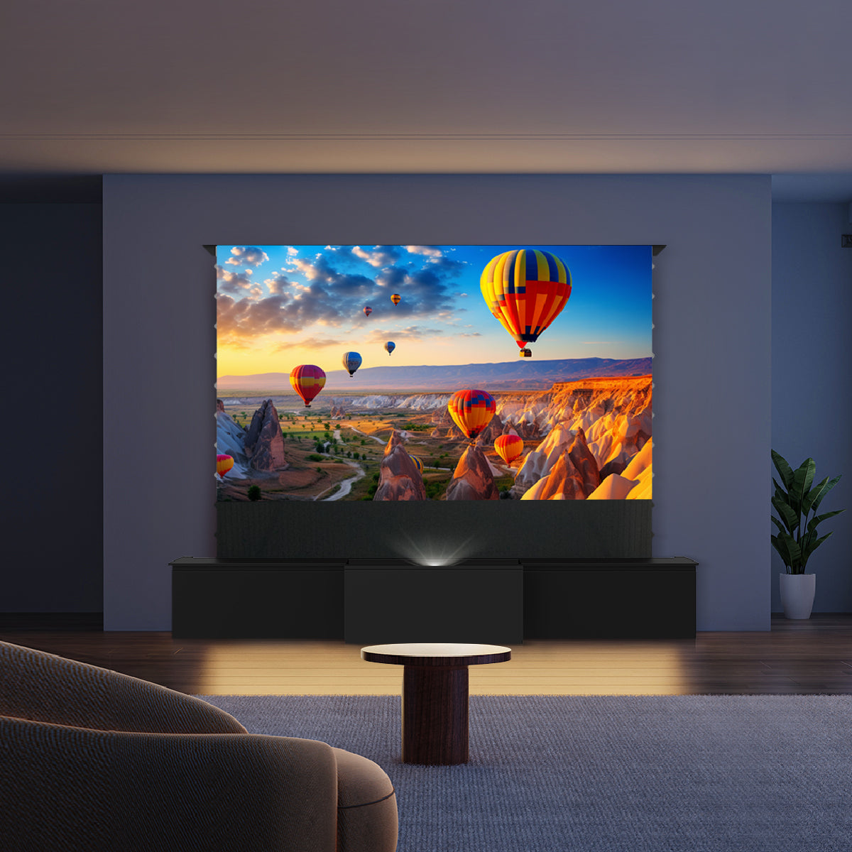 Shore Black Motorized Laser TV Flat Pack Cabinet (100")