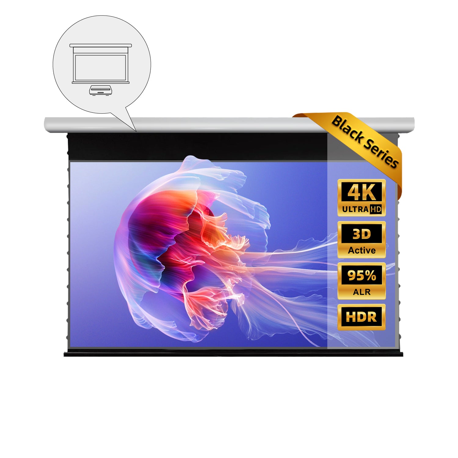 Concealed ceiling integration of the NothingProjector Slimline drop down UST ALR screen for hidden projection setup