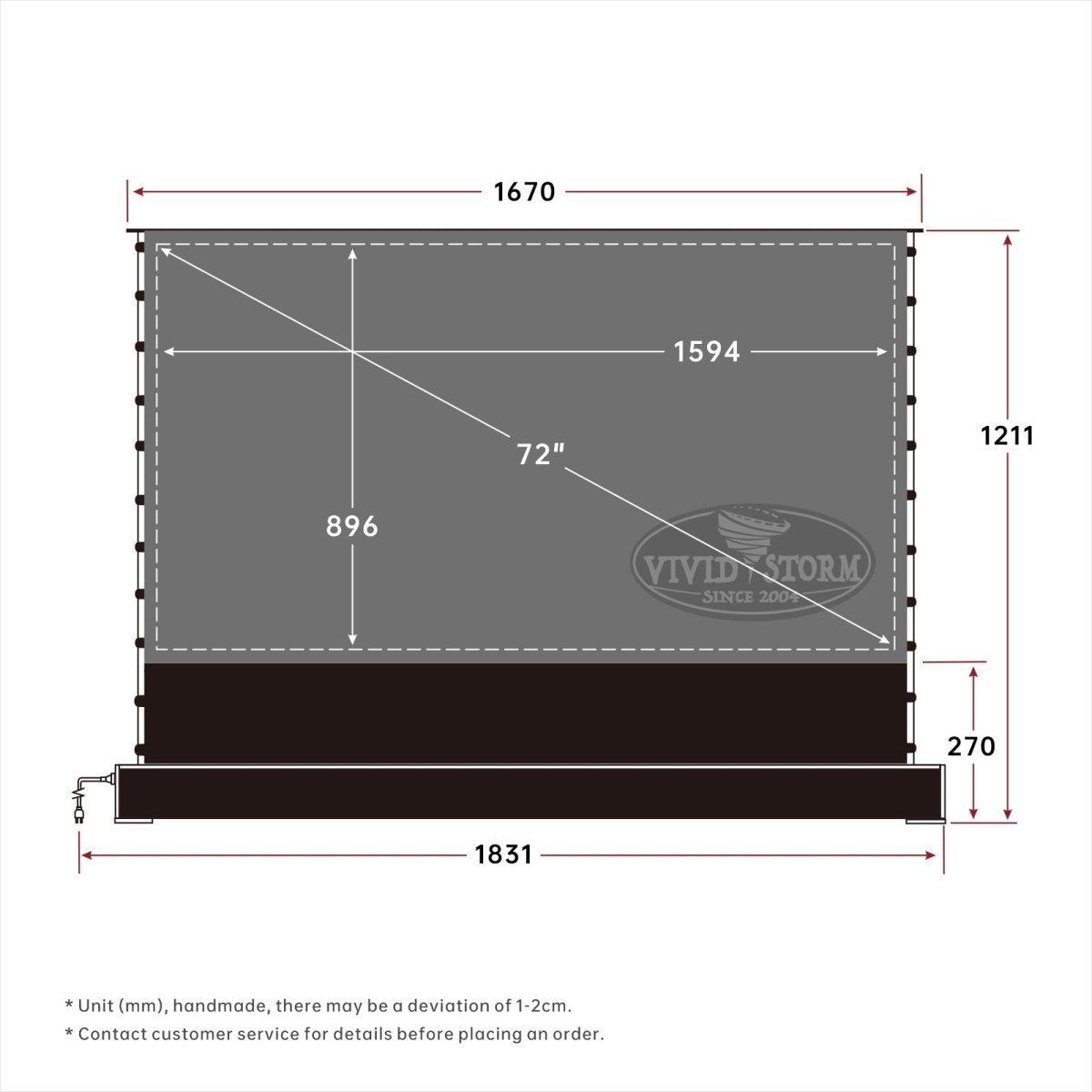 72"-120" VIVIDSTORM S PRO P Motorized 4K HD 3D Floor Rising UST ALR Projector Screen