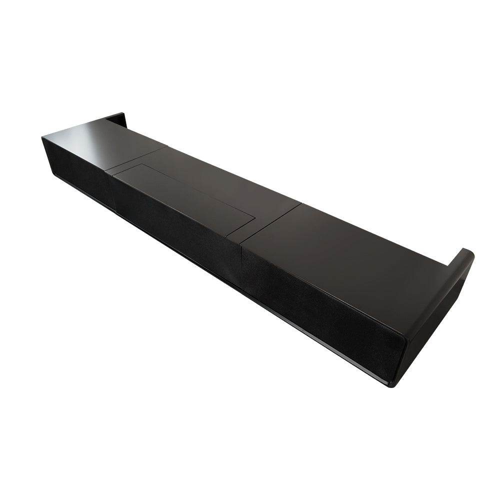 side view of Modern matte black laser TV cabinet