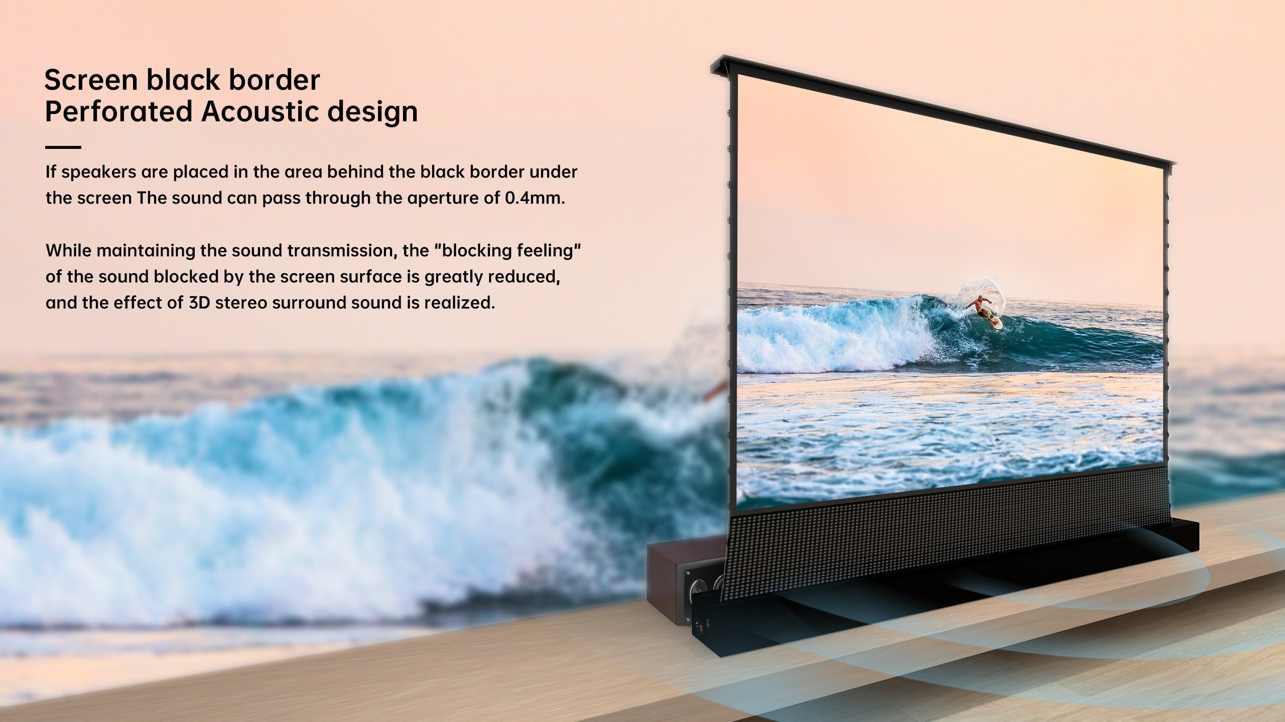 72"-120" VIVIDSTORM S PRO P Motorized 4K HD 3D Floor Rising UST ALR Projector Screen
