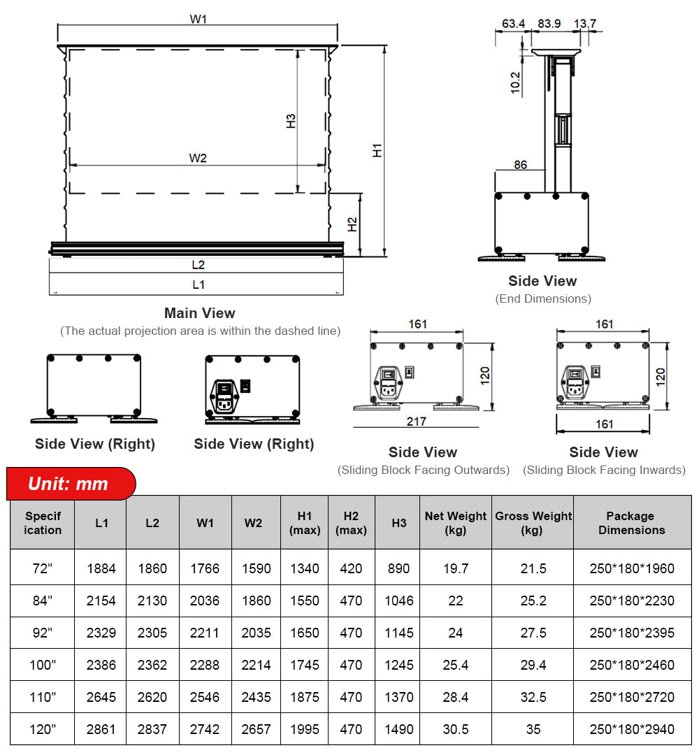 120 inch NothingProjector Motorized Floor Rising ALR Projector Screen