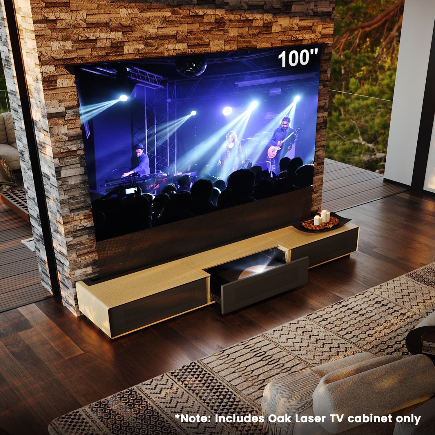 Shore Oak Cabinet for Ultra Short Throw Laser Projector (Pre-assembled)