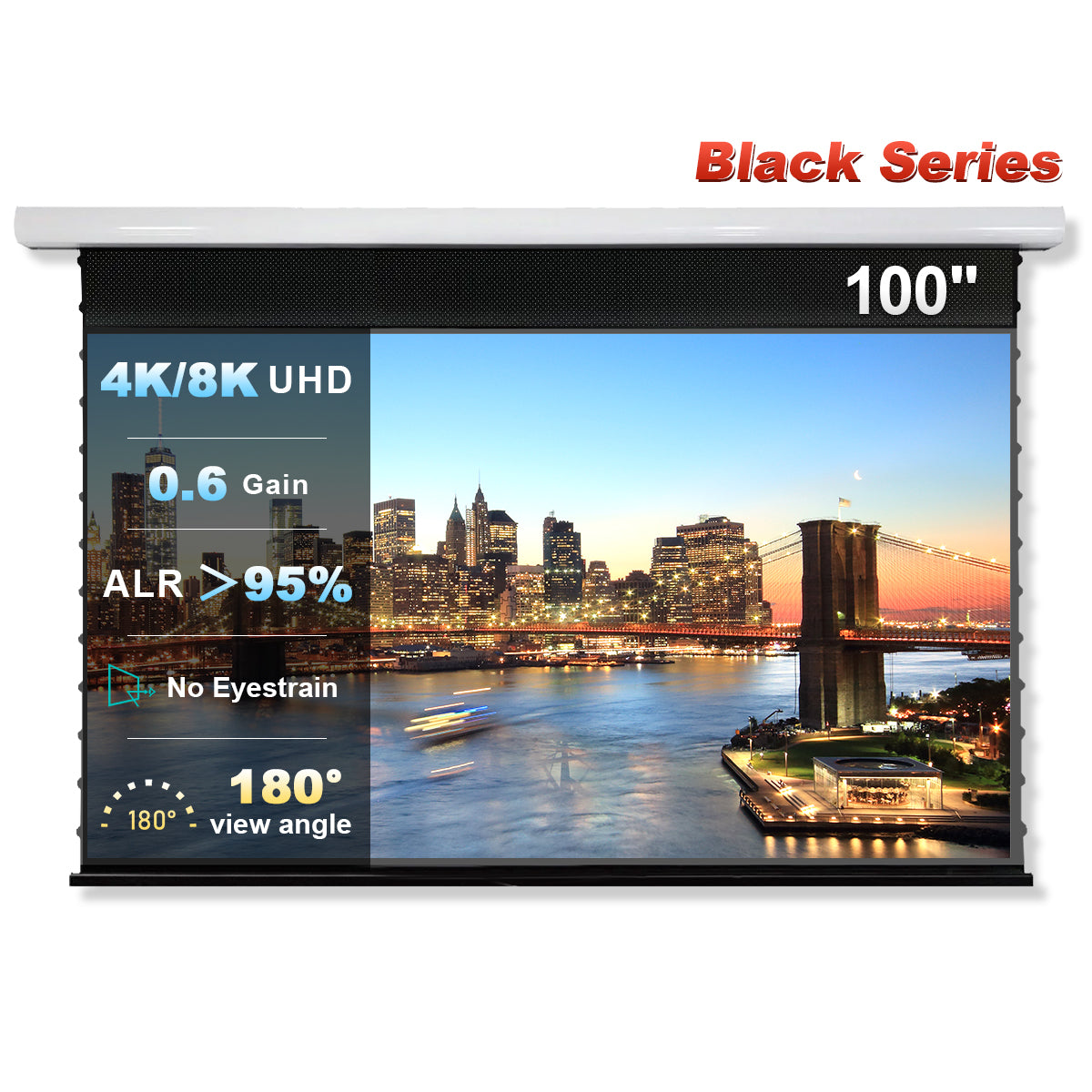 NothingProjector Black Series Slimline Motorized Tension Drop Down ALR Projector Screen
