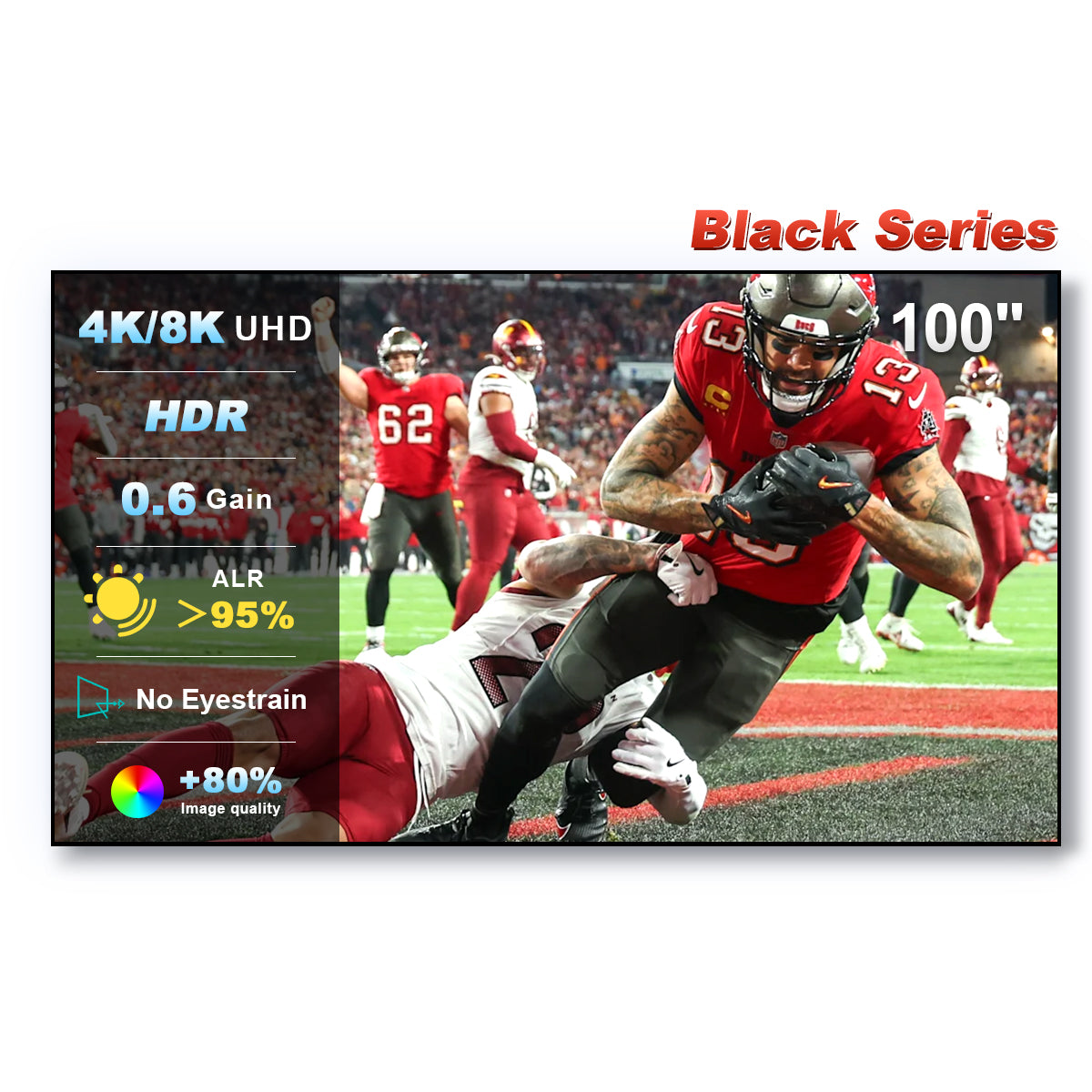 84''-150'' NothingProjector Black Series ALR/CLR ofur stuttkasta skjár fyrir myndvarpa