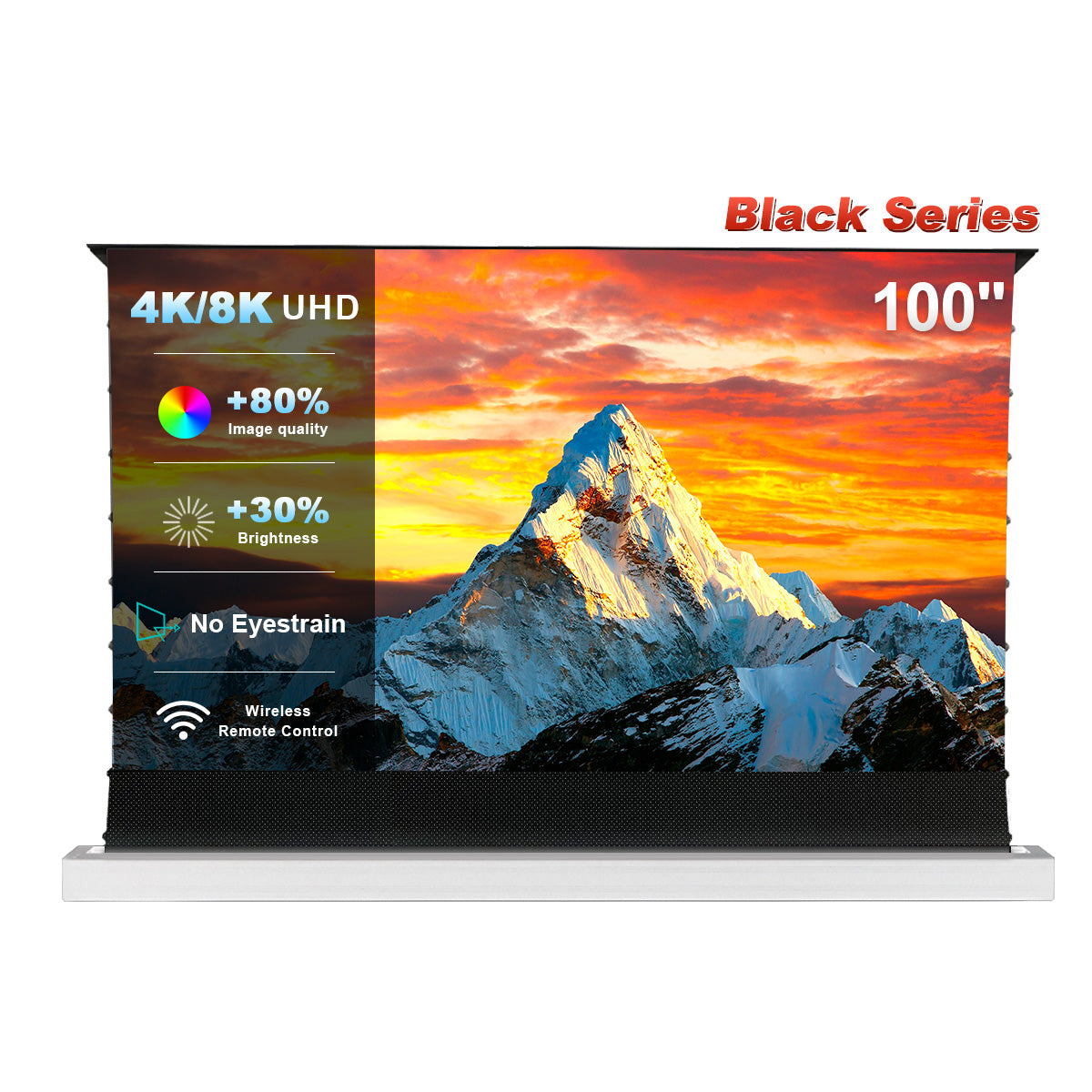 100'' NothingProjector Black Series ALR Motorized Floor Rising Screen For UST Projector(white)