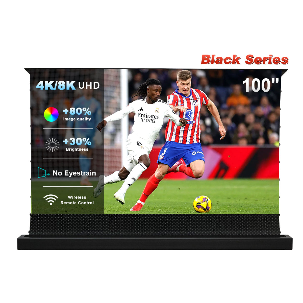 شاشة عرض NothingProjector Black Series بمحرك أرضي مرتفع مقاس 84-120 بوصة لجهاز عرض قصير المدى للغاية