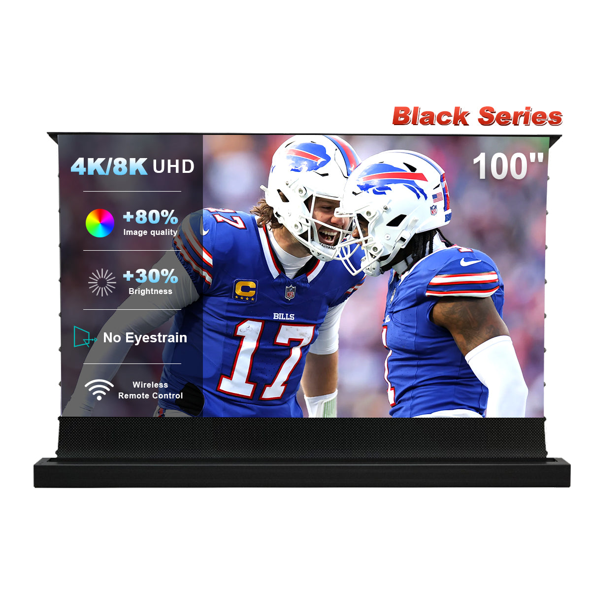 Écran motorisé au sol escamotable NothingProjector Black Series ALR 84'-130' pour projecteur à focale ultra courte