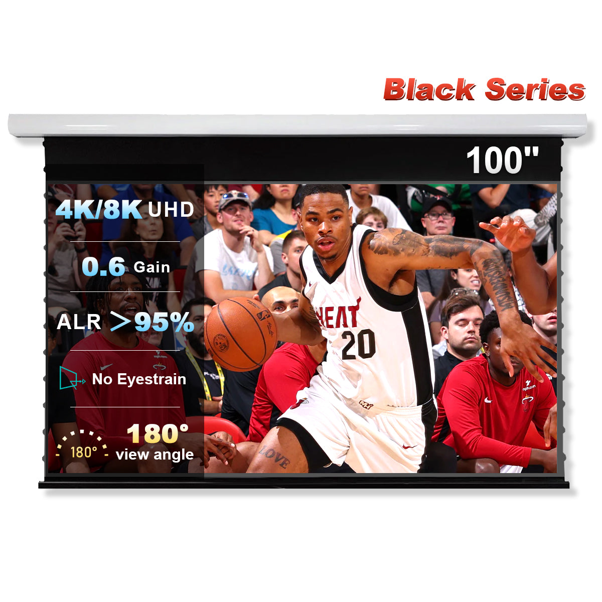100 Inch NothingProjector Black Series Slimline Motorized Drop Down Screen 180 Degree Wide Viewing Angle for Home Cinema