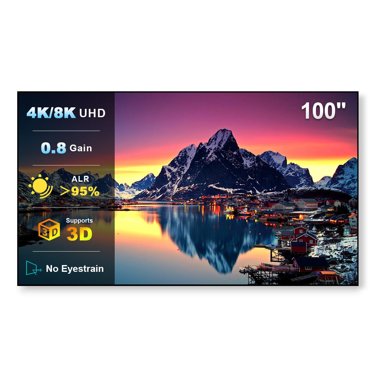 100" NothingProjector Lenticular 4K ALR Projector Screen for Long/Standard Throw Projectors
