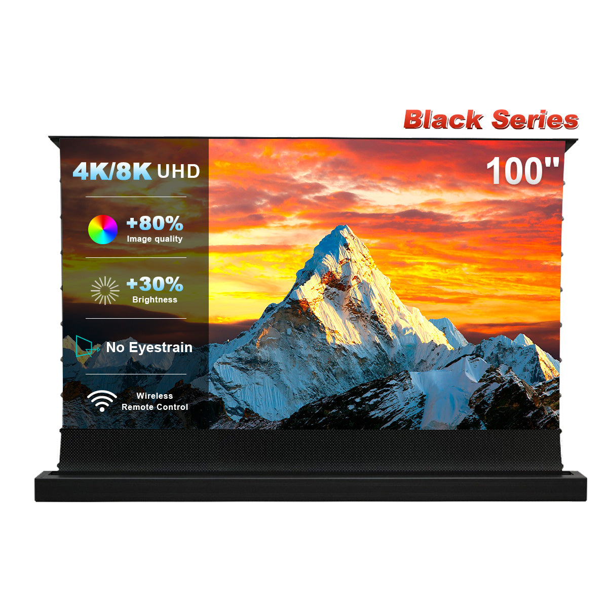 100'' NothingProjector Black Series ALR Motorized Floor Rising Screen For UST Projector