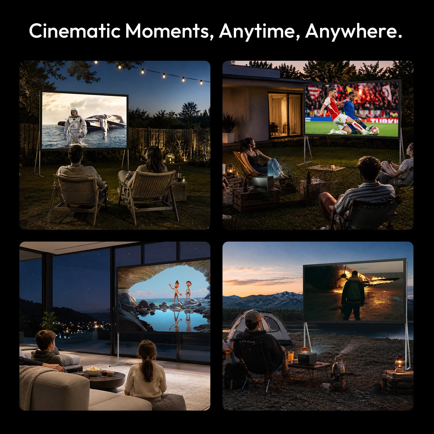 Schermo Pieghevole Portatile per Campeggio All'aperto NothingProjector OpenAir Series con Supporto, Guadagno 1.3, 4K/8K UHD, PVC a 3 Strati, Montaggio Rapido Senza Attrezzi
