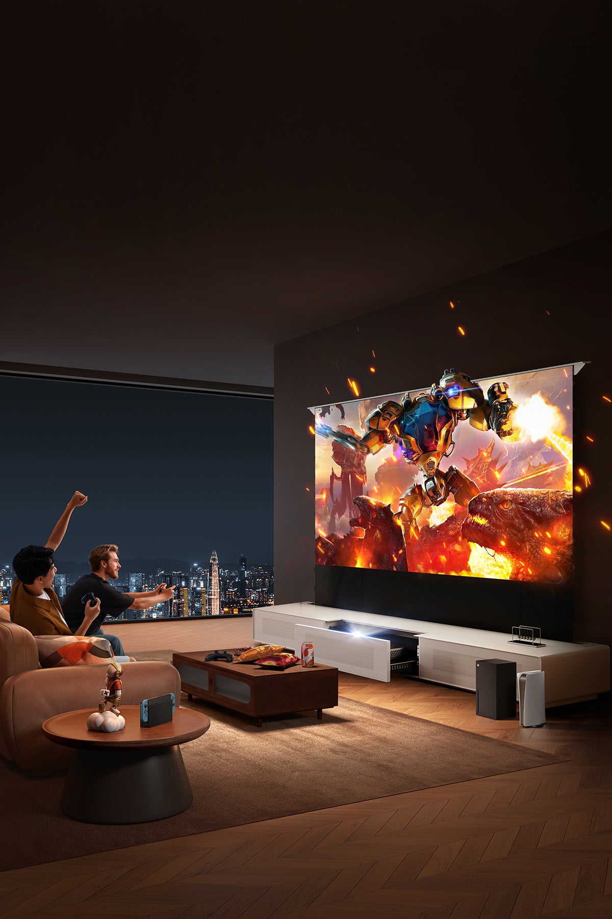 Experience true cinematic immersion with shore laser TV cabinet that makes you feel part of the action.