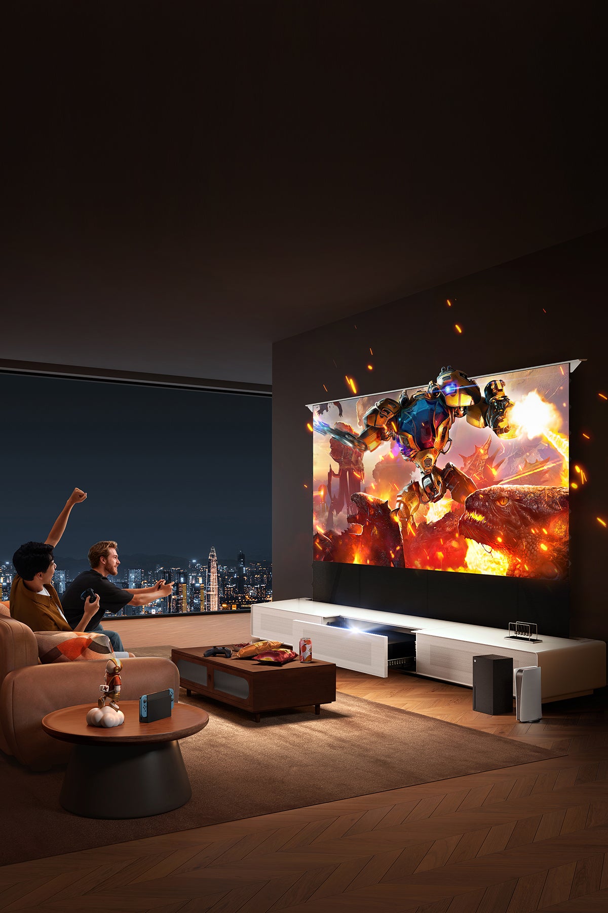 Experience true cinematic immersion with shore laser TV cabinet that makes you feel part of the action.