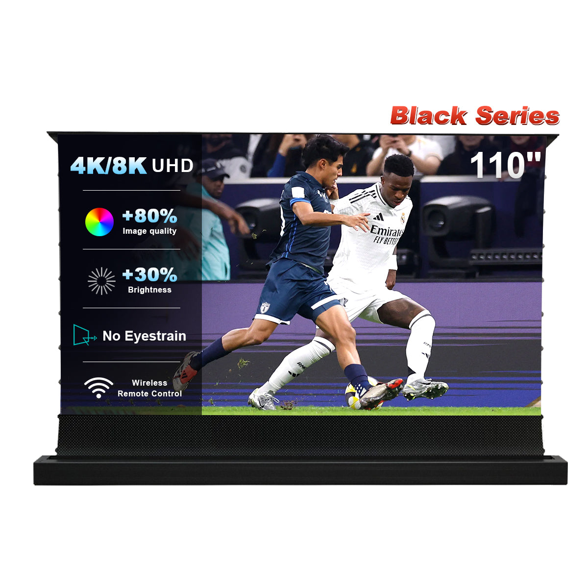 شاشة عرض NothingProjector Black Series بمحرك أرضي مرتفع مقاس 84-120 بوصة لجهاز عرض قصير المدى للغاية