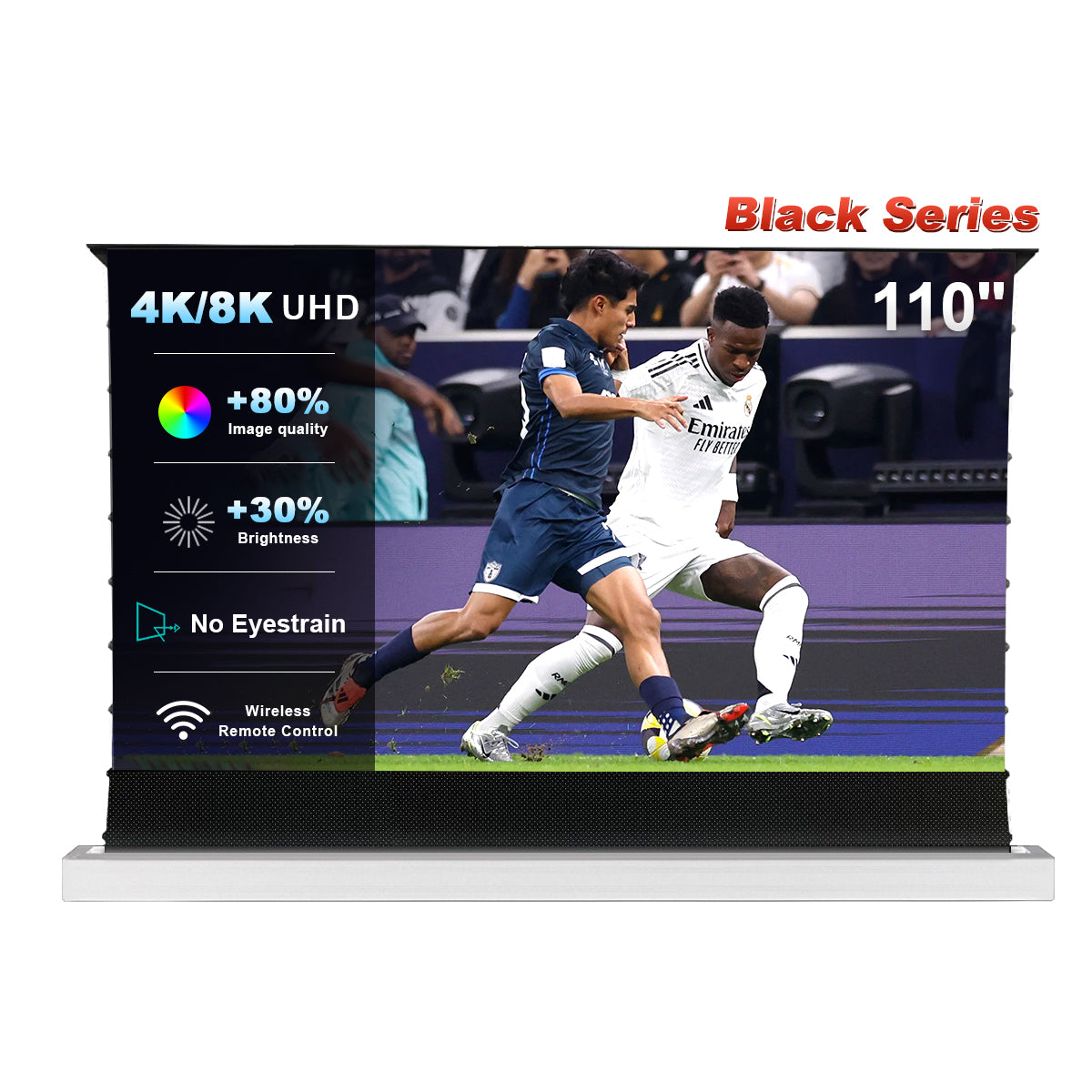 شاشة عرض NothingProjector Black Series بمحرك أرضي مرتفع مقاس 84-120 بوصة لجهاز عرض قصير المدى للغاية