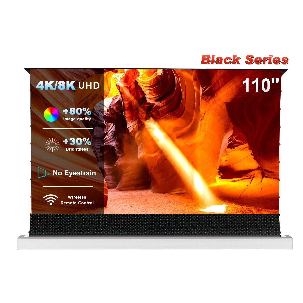 110'' NothingProjector Black Series ALR Motorized Floor Rising Screen For UST Projector(white)