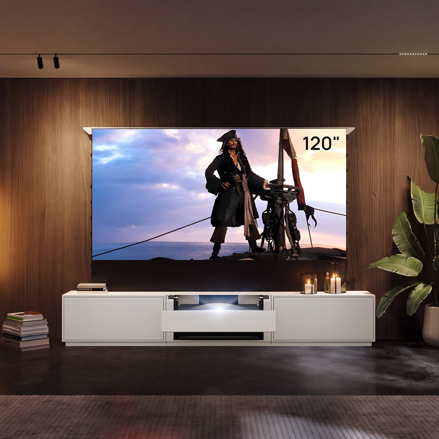 Mat Smart-tv-bord med Shore Flip-design til UST-projektor (formonteret)