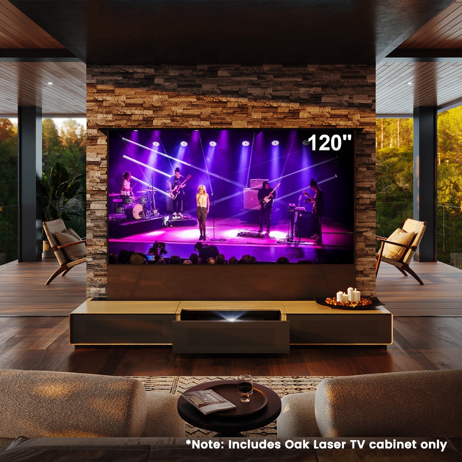 Shore Oak Cabinet for Ultra Short Throw Laser Projector (Pre-assembled)