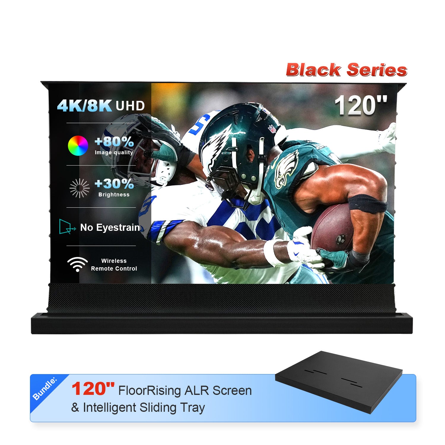 84"-130" NothingProjector Black Series ALR Motorized Floor Rising Screen + Intelligent Sliding Tray (Bundle)