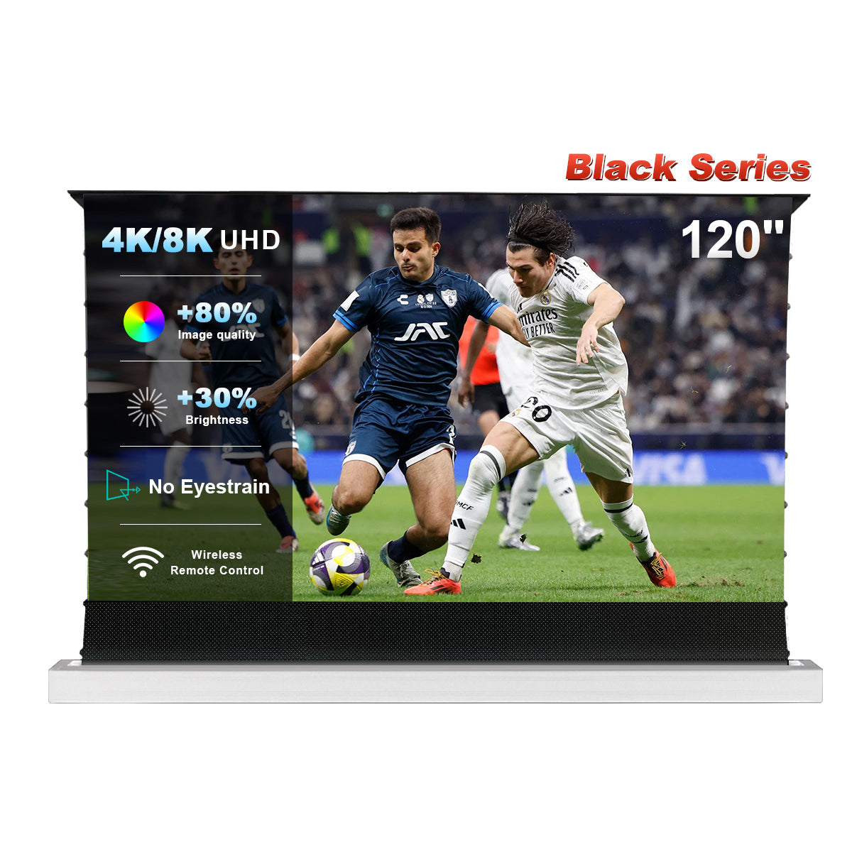 شاشة عرض NothingProjector Black Series بمحرك أرضي مرتفع مقاس 84-120 بوصة لجهاز عرض قصير المدى للغاية