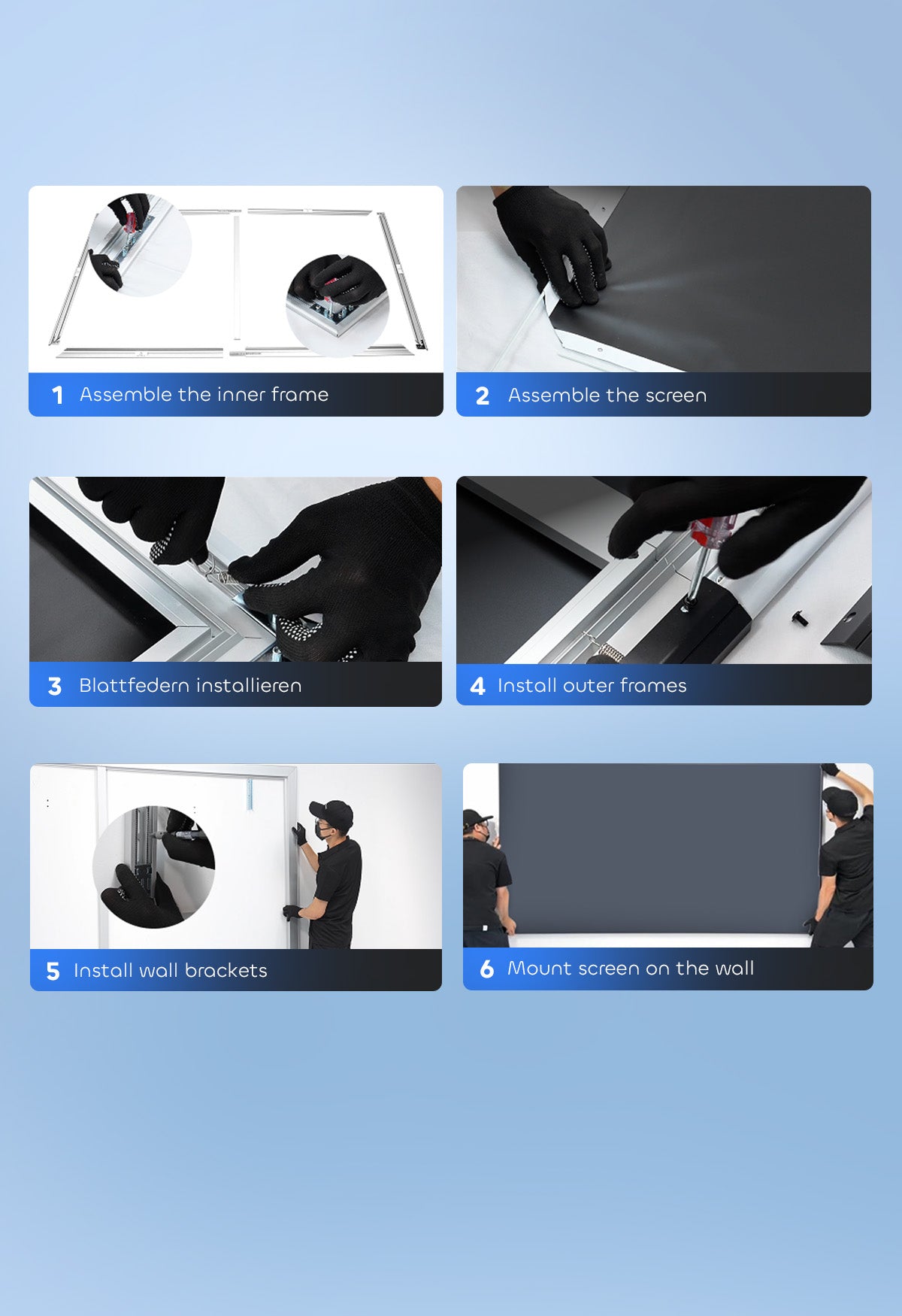 step by step installation guide for nothing projector alr screen assemble frame install screen mount on wall easily
