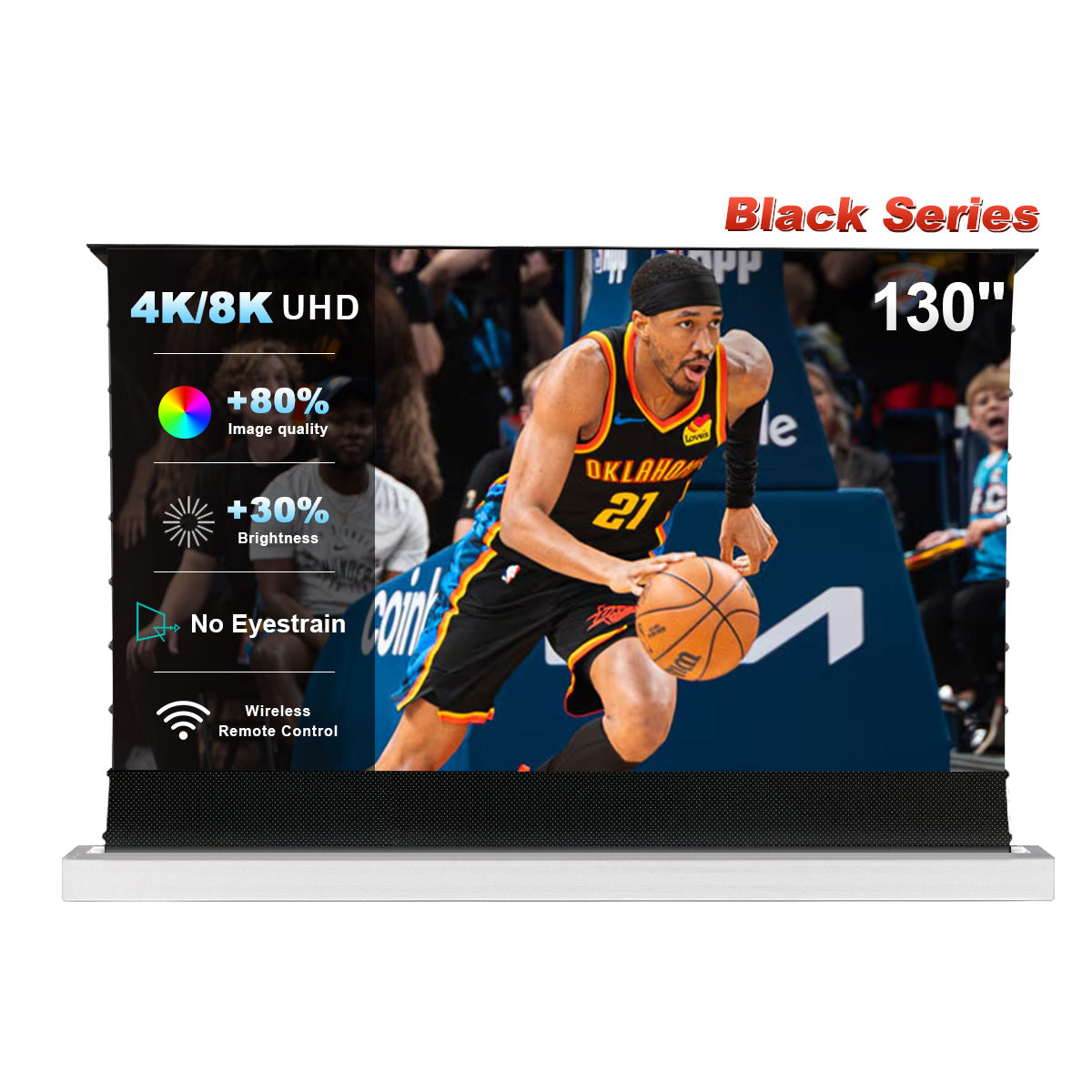 84 ''-130 '' NothingProjector Black Series Alr Motorized Floor Rising Screen fyrir Ultra Short Throw skjávarpa