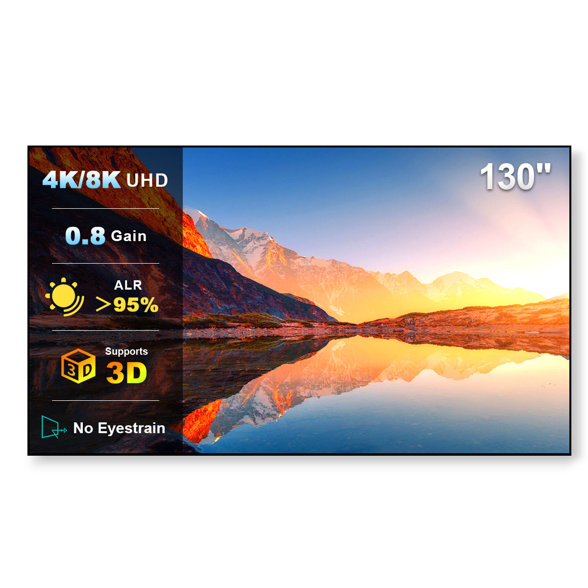 130" NothingProjector Lenticular 4K ALR Projector Screen for Long/Standard Throw Projectors