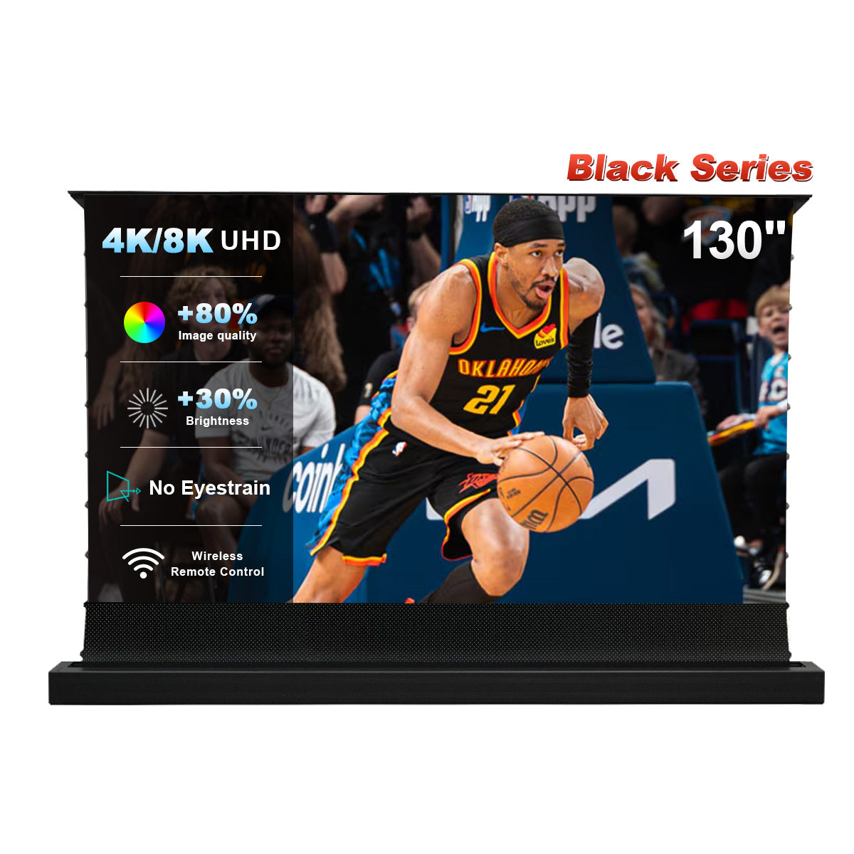 84 ''-130 '' NothingProjector Black Series Alr Motorized Floor Rising Screen fyrir Ultra Short Throw skjávarpa