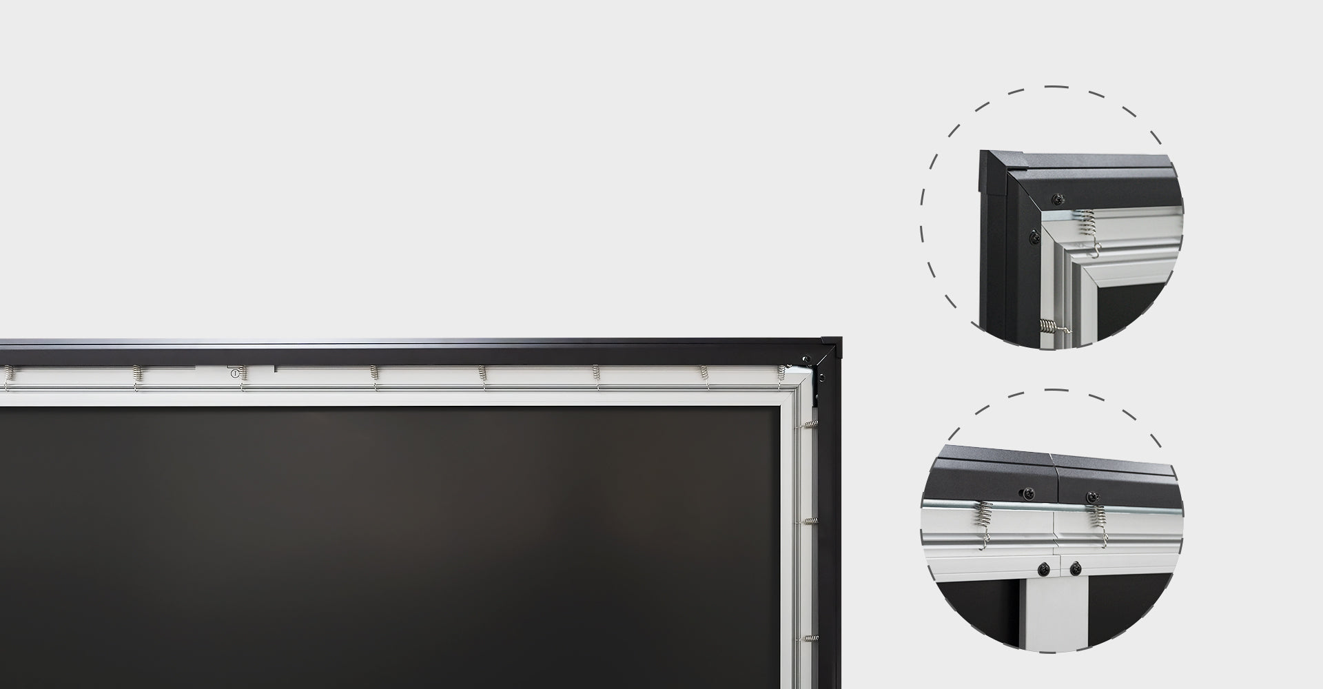 NothingProjector 132-inch UST ALR screen featuring a frosted textured aluminum frame for durability and long-lasting use.