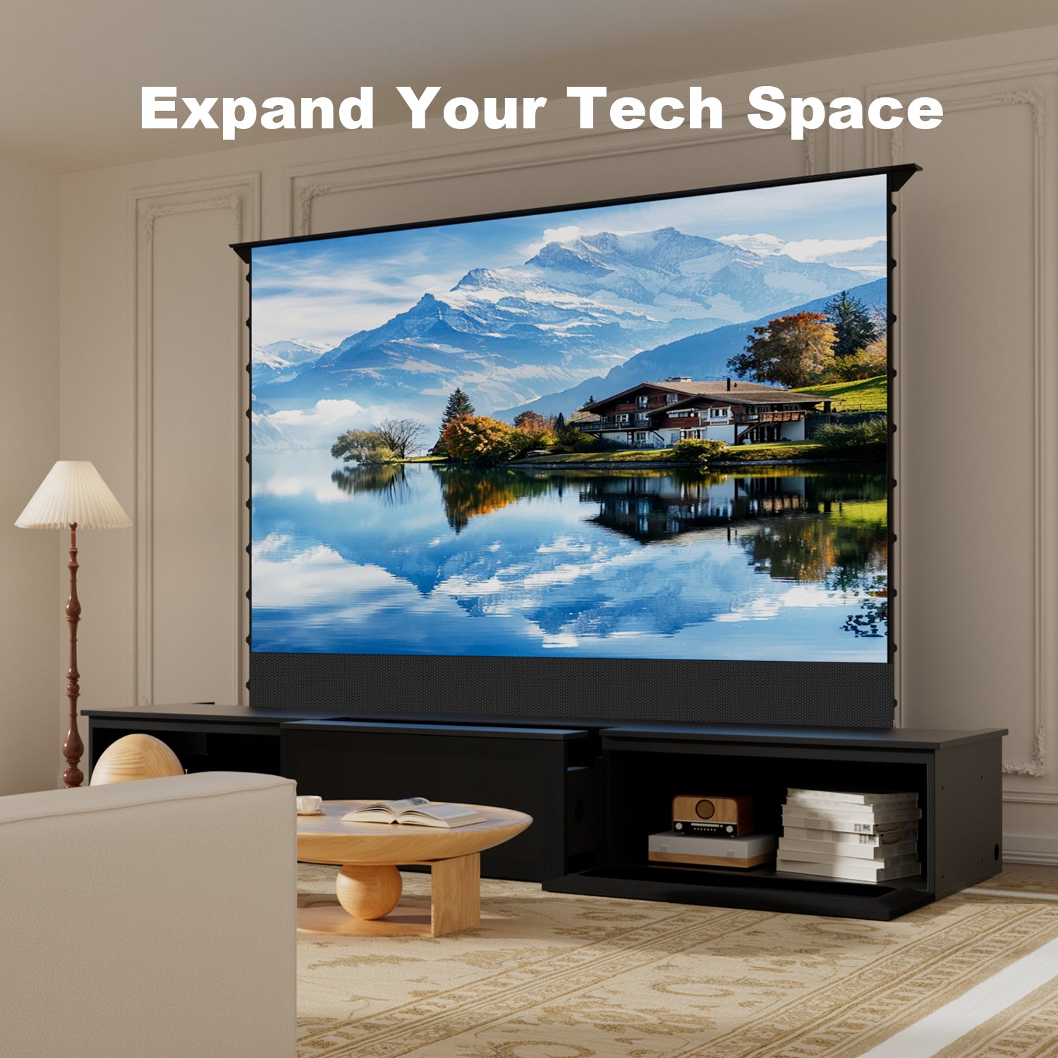 Laser TV Cabinet with Pull-Out Storage Drawer - Spacious Organization for AV Equipment & Routers