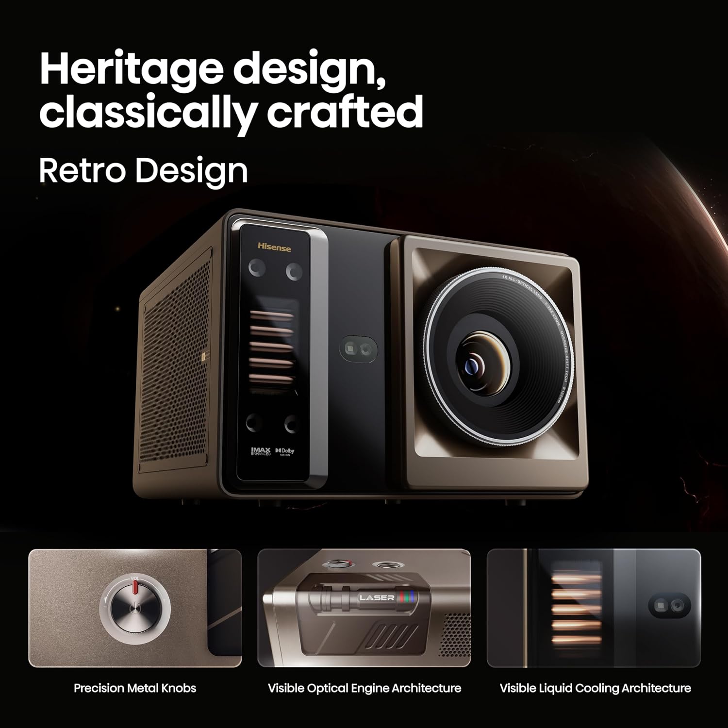 Hisense XR10 4K Triple Laser Smart Projector with Iris & Lens Shift, 6000 ANSI Lumens, 65” - 300” Dolby Vision IMAX Enhanced Vidaa OS Tuned by Devialet
