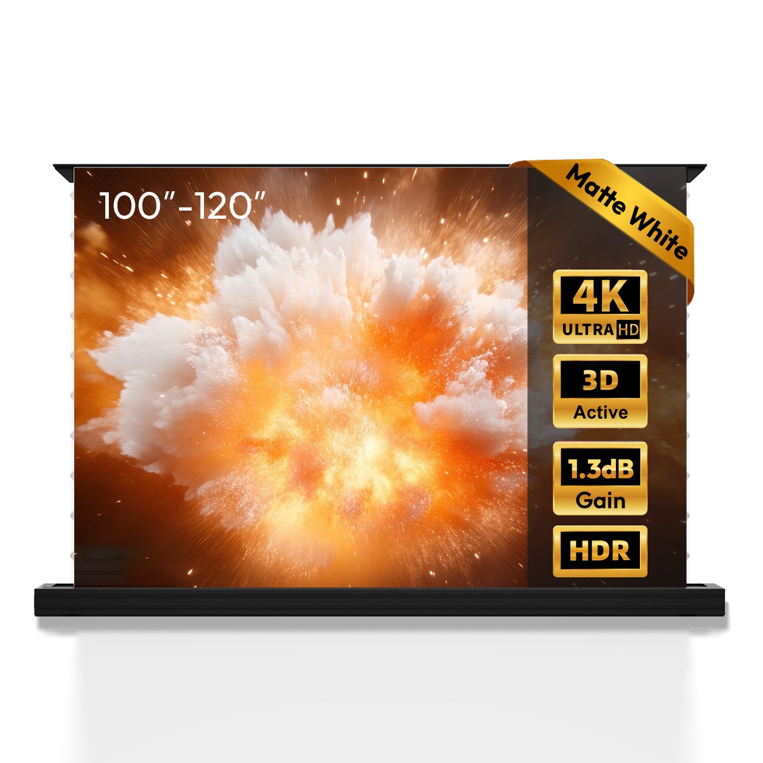 100''-120'' NothingProjector matný bílý motorický podlahový výsuvný plátno pro dlouhé/krátké/UST projektory