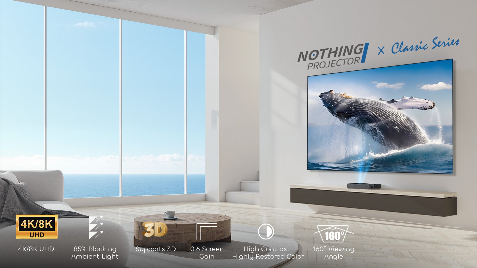 NP Classic PET Crystal ALR Screen - 85% Ambient Light Rejection & Ultra-Slim Bezel for Bright Room Cinema Nights