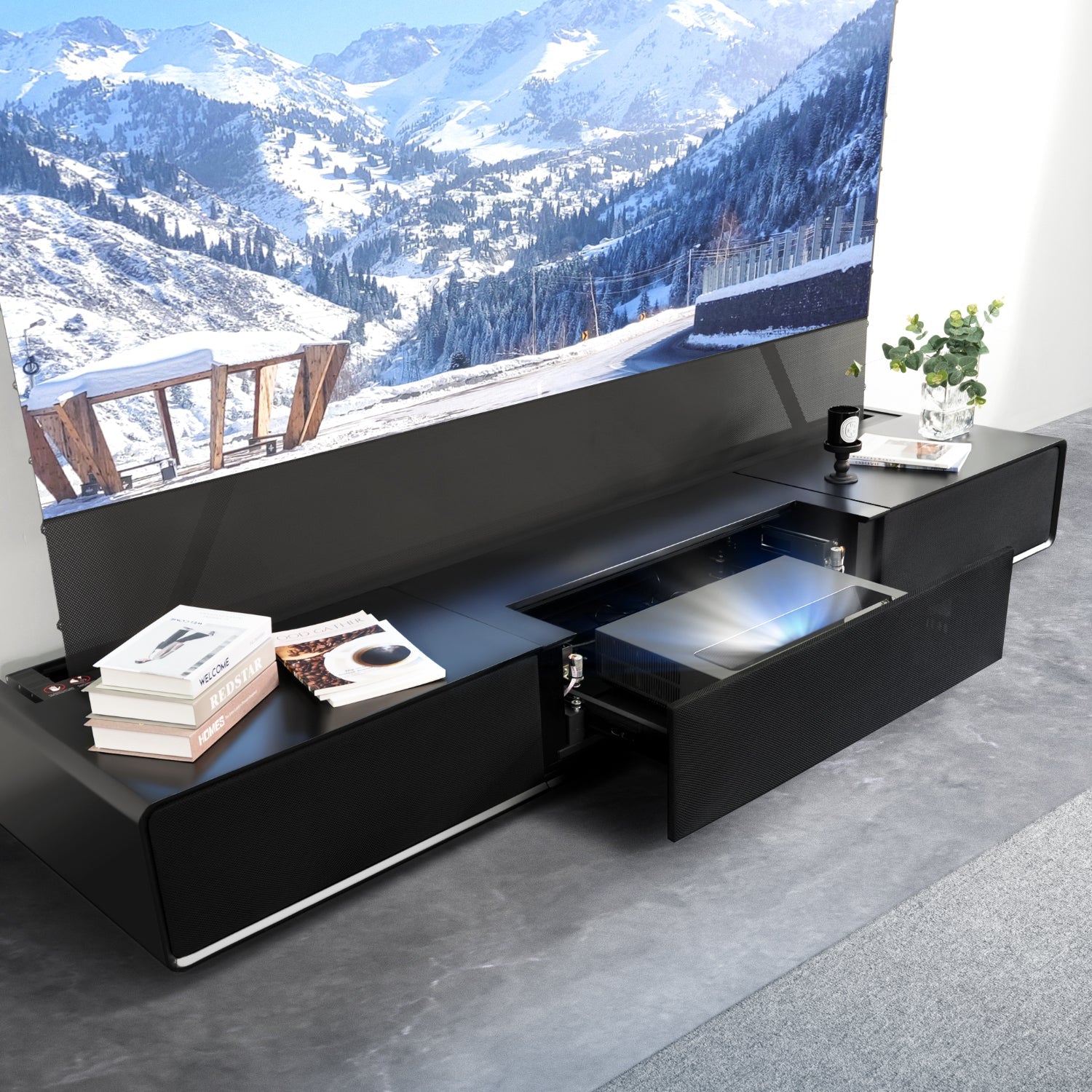 Shore Wood Grain TV-Schrank für Ultra Short Throw Projector (vormontiert)