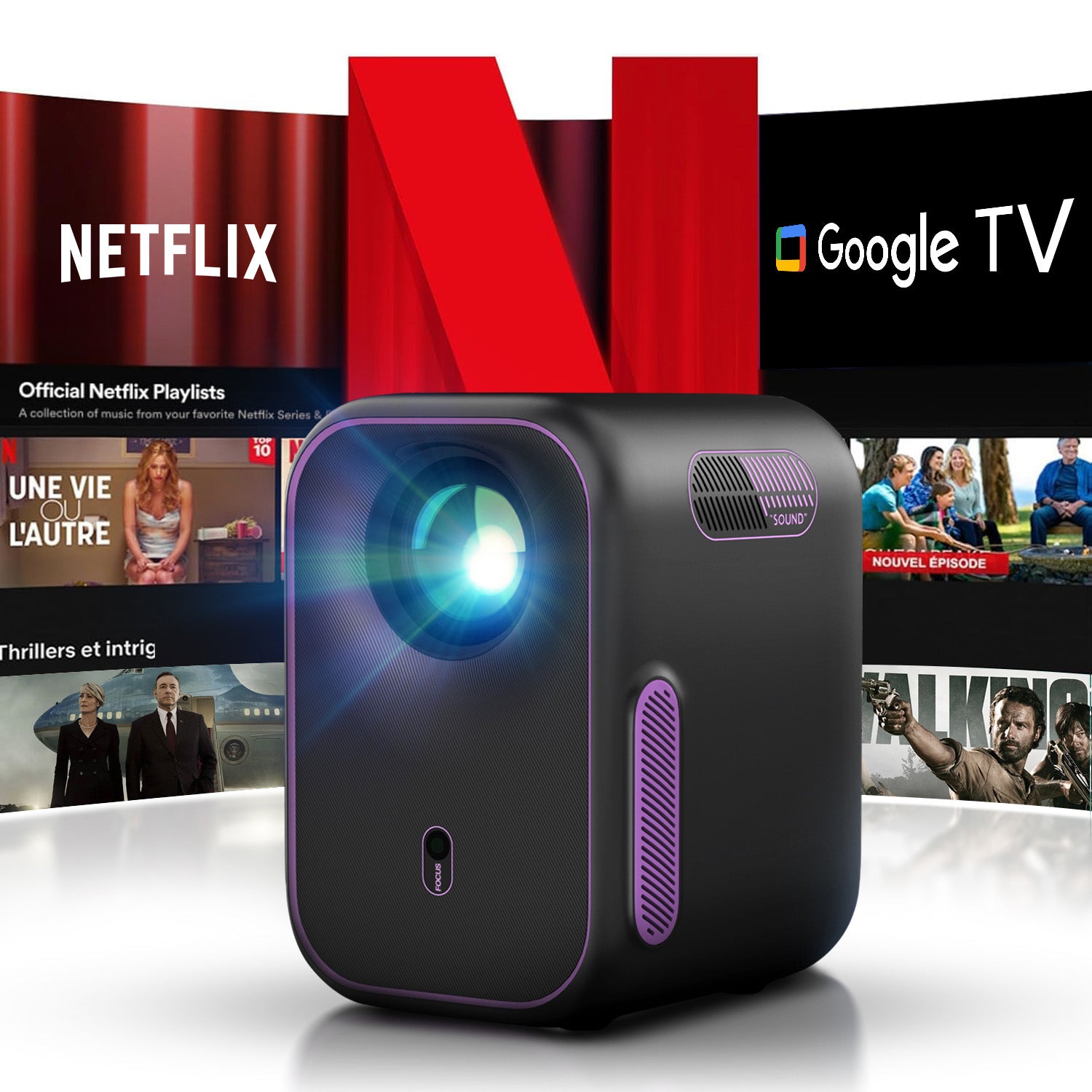 NothingProjector One Smart 1080P Full HD with WiFi Bluetooth Portable Projector with Google TV and Netflix