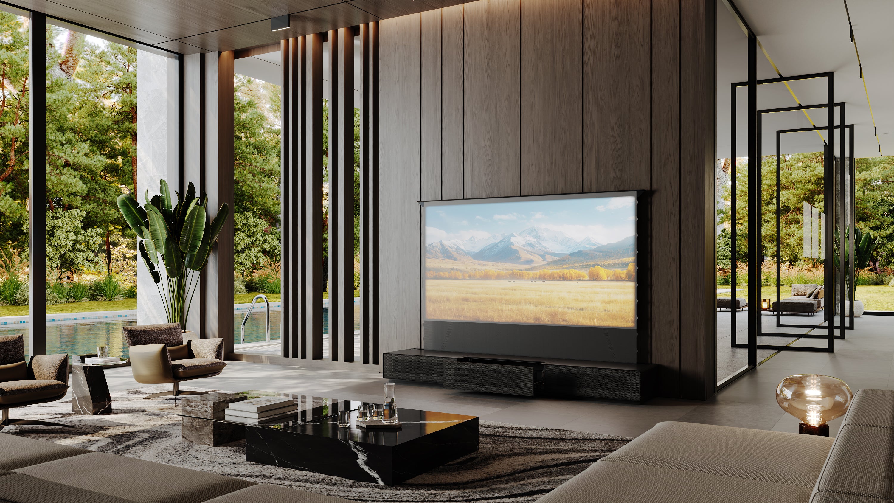 shore laser tv matte black cabinet for ultra short throw projectors