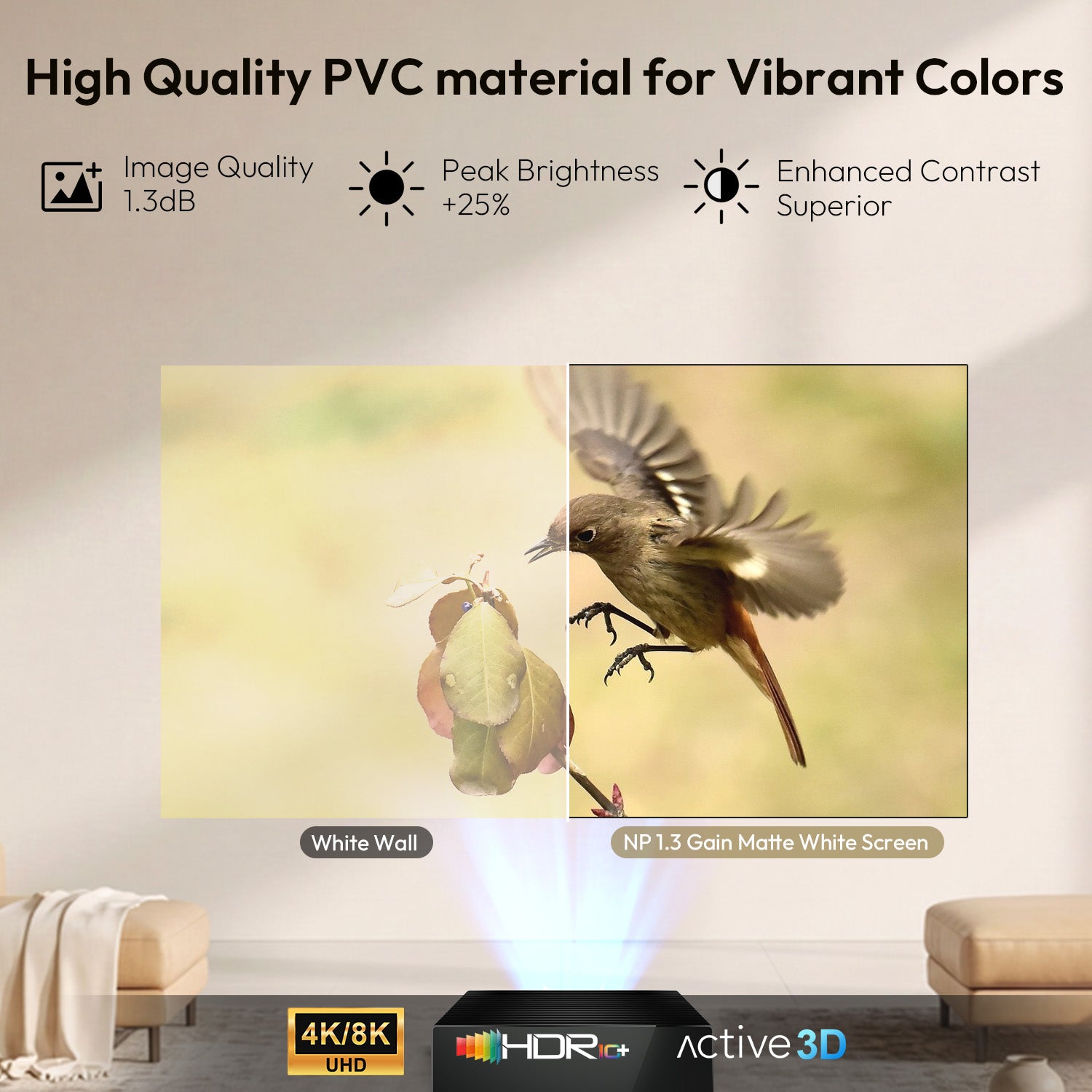 100''-120'' NothingProjector Matte White Fixed Frame Screen For Long/Short/UST Projectors