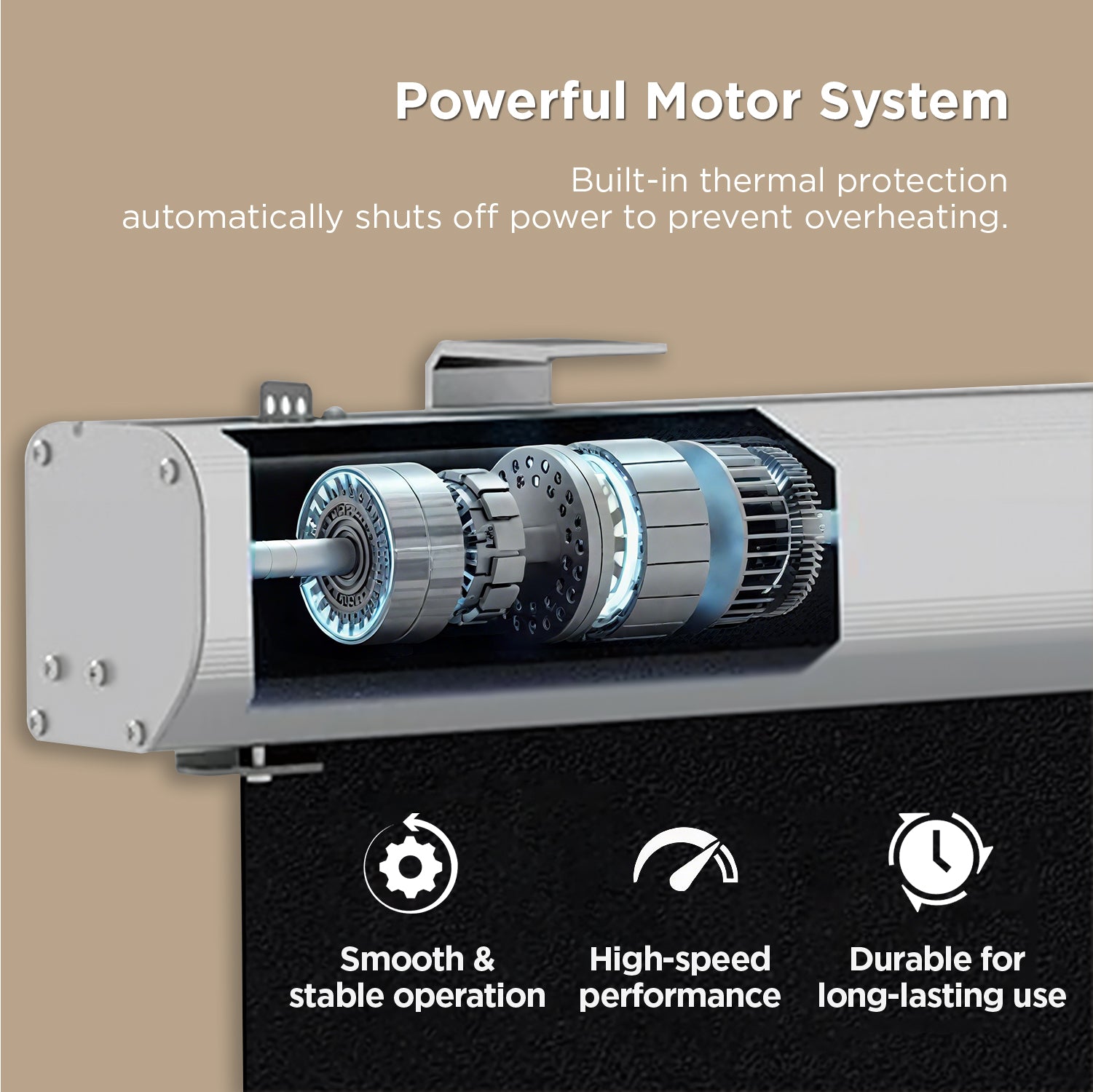 NP Black Series motorized ALR screen with thermal-protected powerful motor for smooth durable UST operation