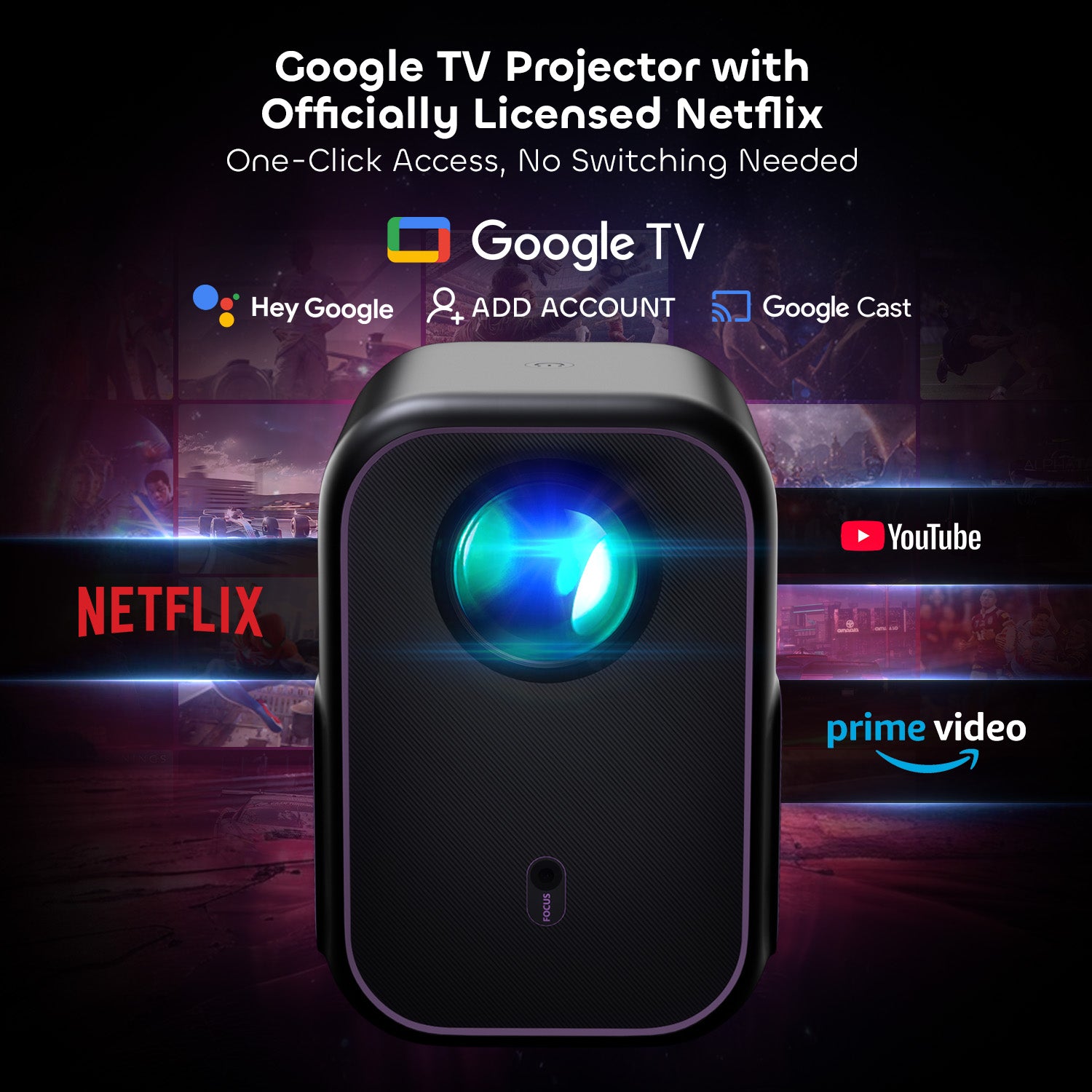 NothingProjector One Smart 1080P Full HD with WiFi Bluetooth Portable Projector with Google TV and Netflix