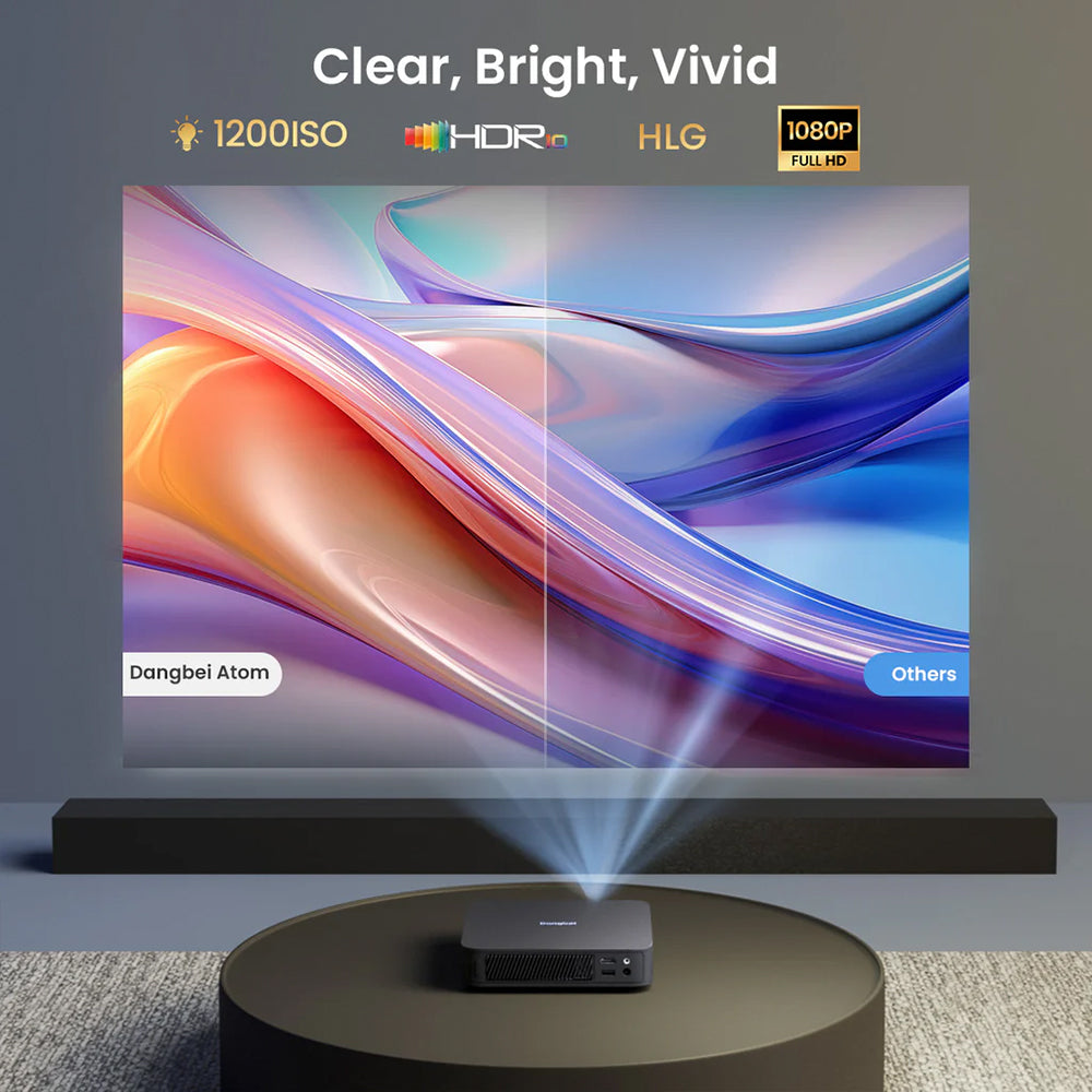 Dangbei Atom First Google TV™ Laser Projector + Gimbal Desktop Stand 1200 ISO lumens 1080P ALPD® Dolby Audio