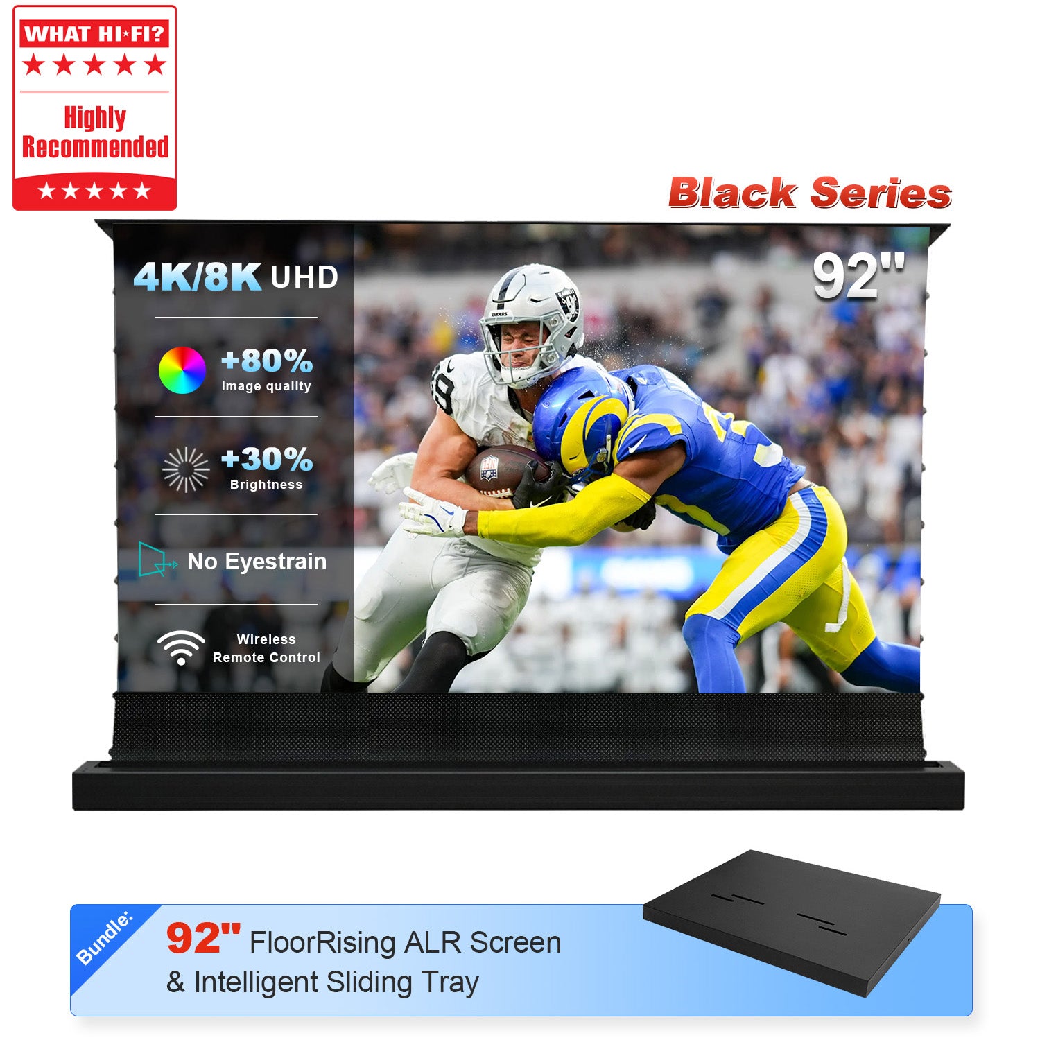 92-inch NothingProjector ALR Floor Rising Screen with Smart Projector Sliding Tray Kit