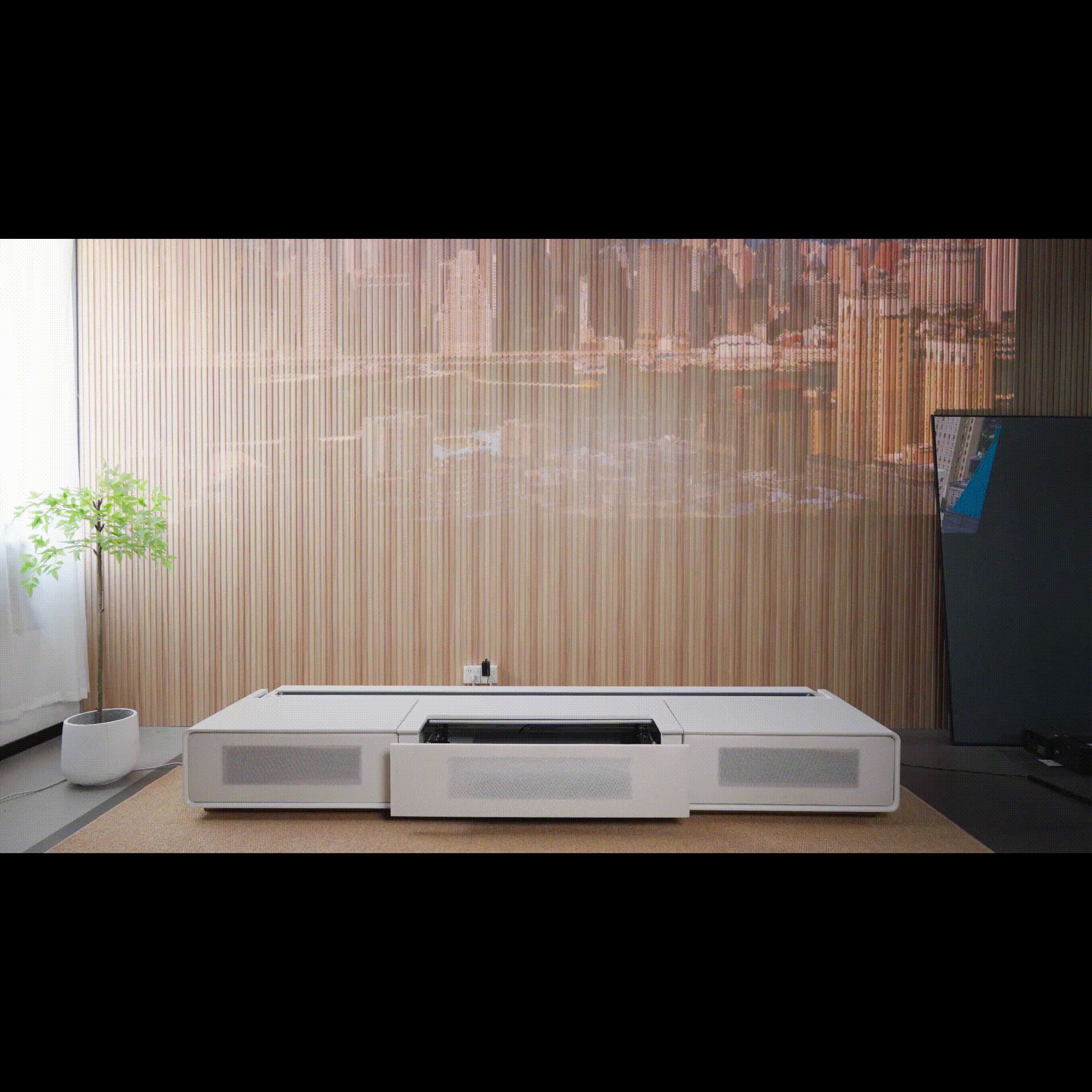 Pre-assembled Matte laser tv Cabinet for Ultra Short Throw Laser Projector - Modern low-profile design