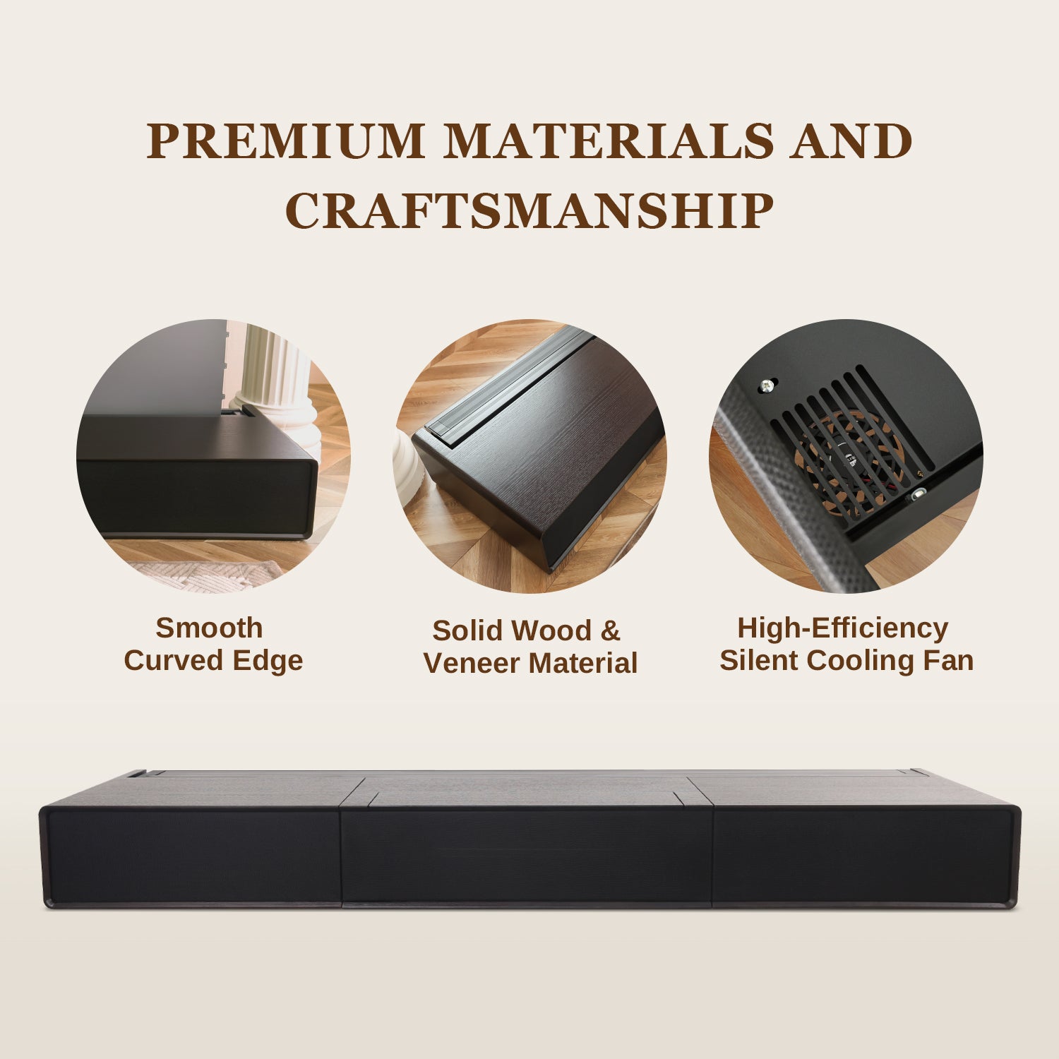 Shore Wood Grain UST Projector Cabinet + Black Series Motorized Floor Rising Screen Bundle (Cabinet Pre-Assembled)