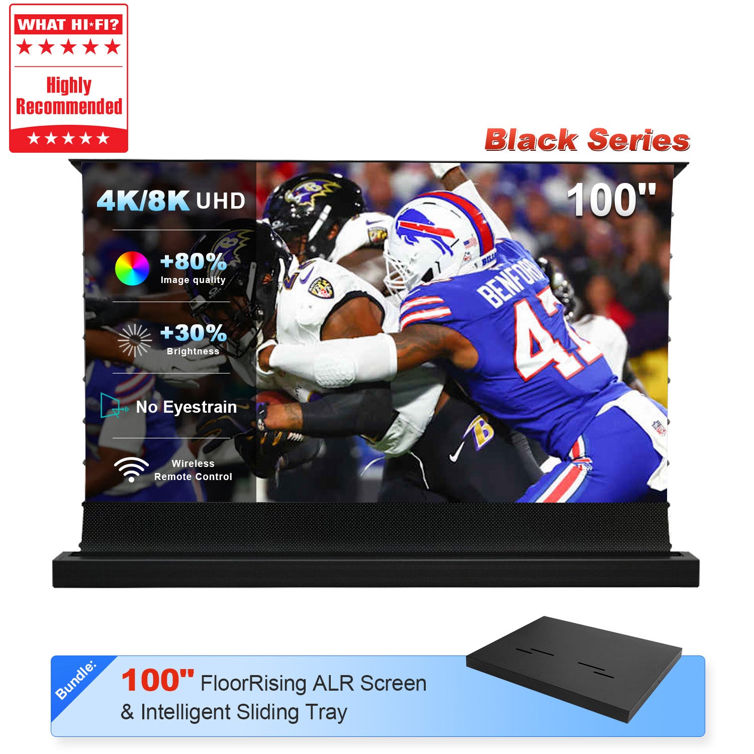 100-inch NothingProjector ALR Floor Rising Screen with Smart Projector Sliding Tray Kit