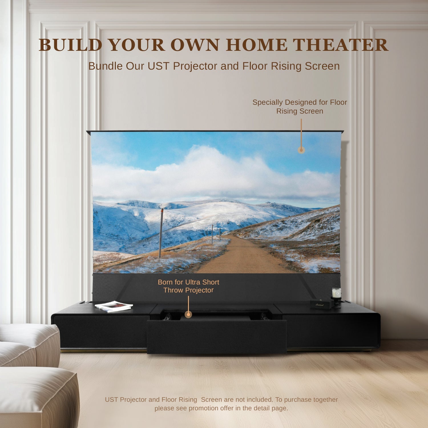 Home Theater UST Projector cabinet, Compatible with 100/120/ Inch Projector Screen