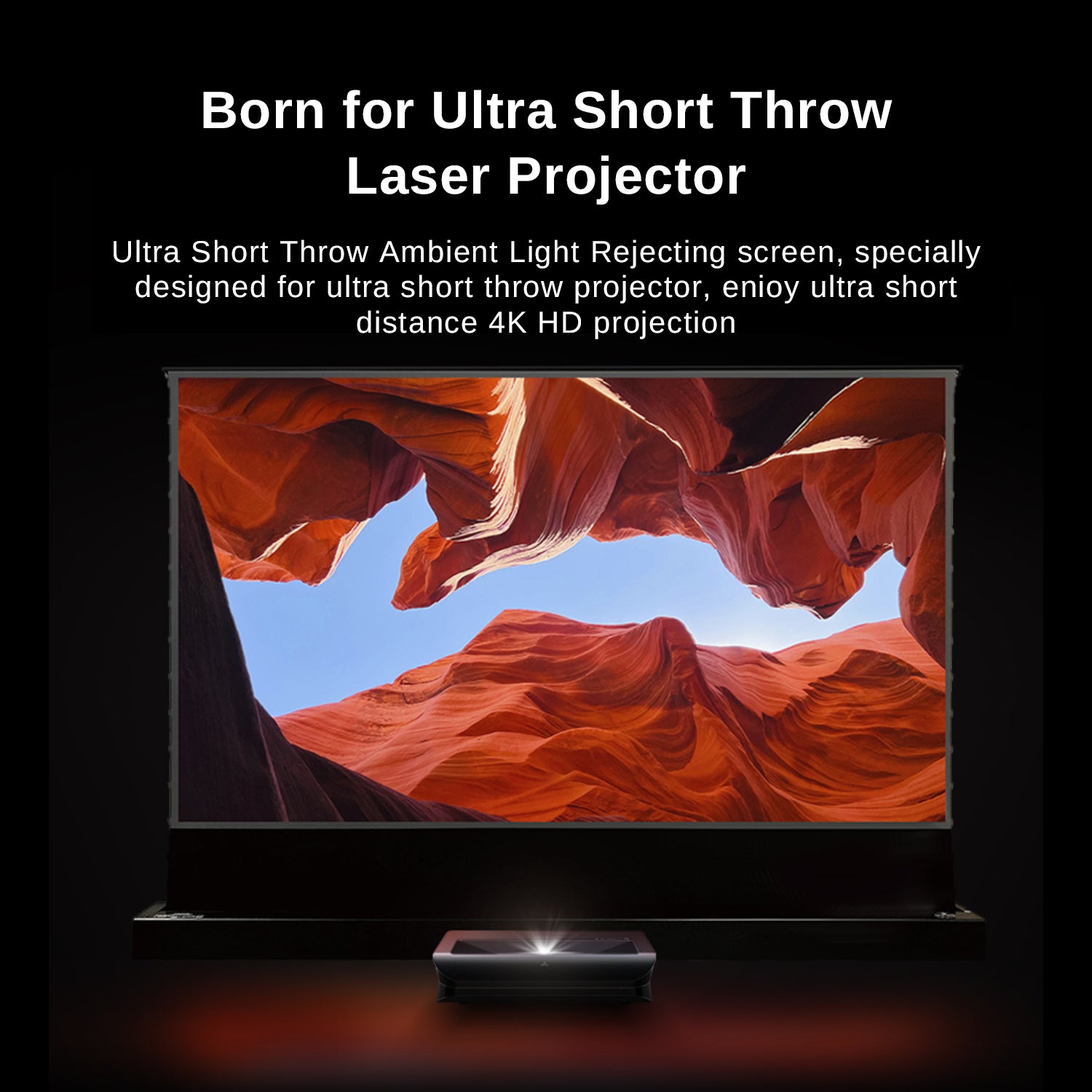 This floor-rising ALR screen is compatible with all UST projectors