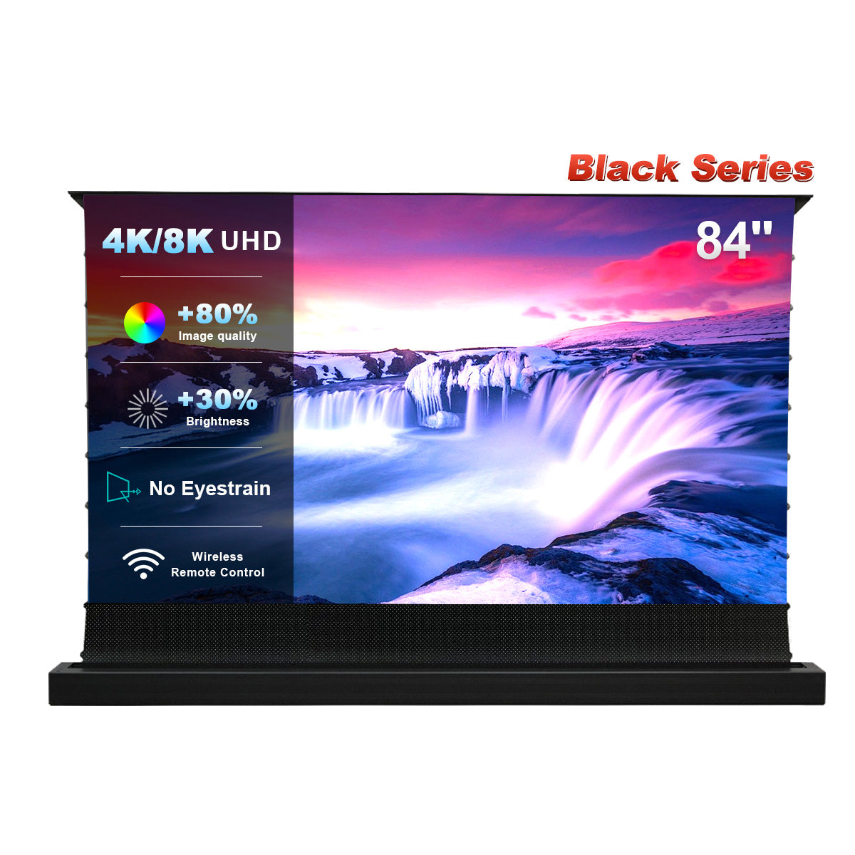 84'' NothingProjector Black Series ALR Motorized Floor Rising Screen For UST Projector
