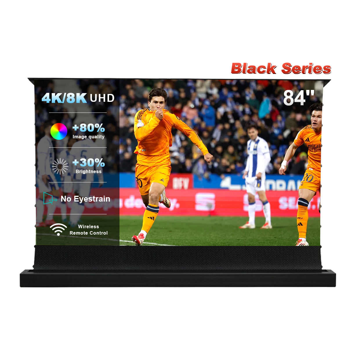 شاشة عرض NothingProjector Black Series بمحرك أرضي مرتفع مقاس 84-120 بوصة لجهاز عرض قصير المدى للغاية