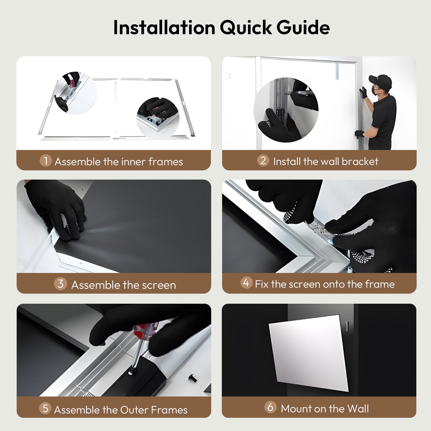 100''-120'' NothingProjector Matte White Fixed Frame Screen For Long/Short/UST Projectors